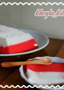 Puding Susu Lapis Strawberry (merah putih) Kemerdekaan