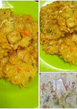 Bakwan campur jagung manis, mie kuning dan tahu ððð