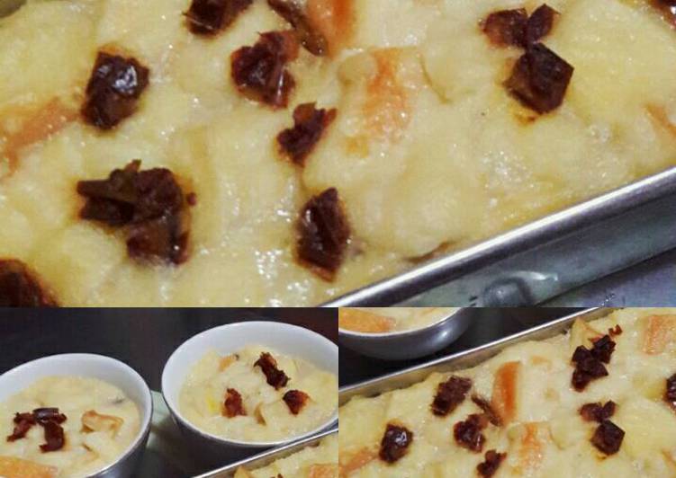 bahan dan cara membuat Puding Roti Kukus yummii