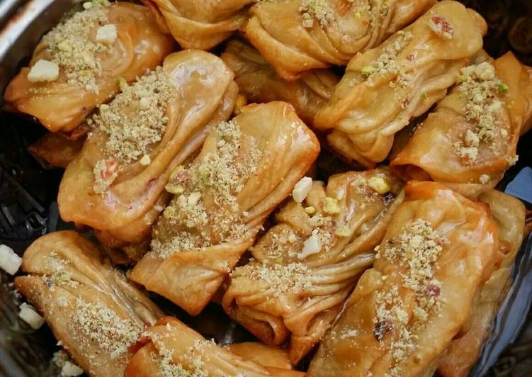 resep makanan Baklava bentuk kerang dgn Filo pastry homemade #step_by_step