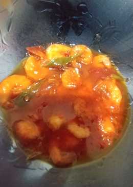 Balado udang cabe merah kering
