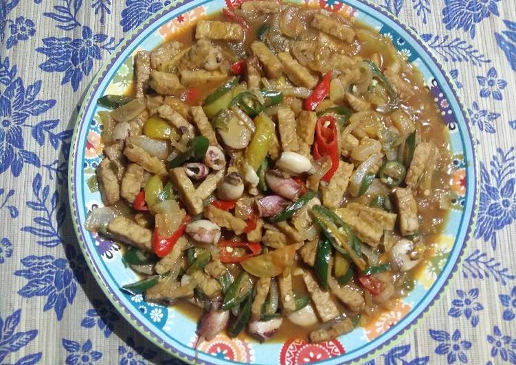 resep makanan Tumis tempe cumi cabai hijau