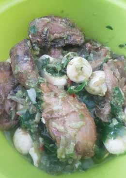 Ayam telur puyuh sambel ijo