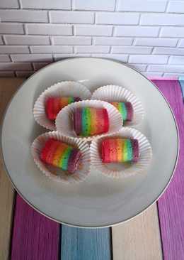 Bolu gulung kukus rainbow mini