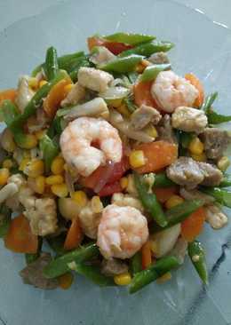 Tumis buncis campur udang