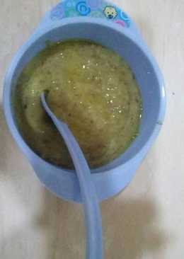 Mpasi 8+,beras merah+brokoli+jagung dan tofu udang