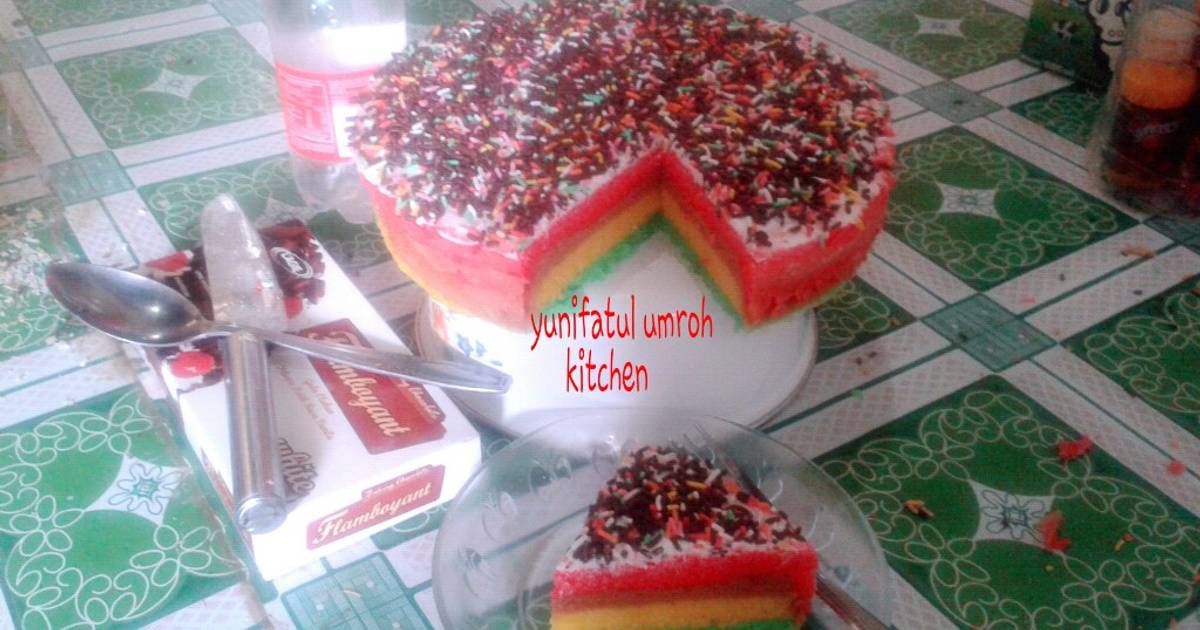 Resep Brownies Rainbow kukus yummy!!!! Step by step..