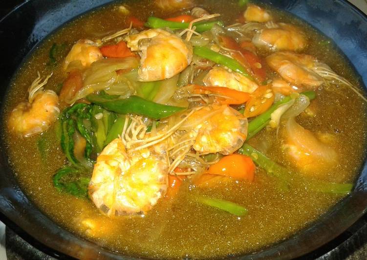 resep lengkap untuk Udang saos tiram cah kangung