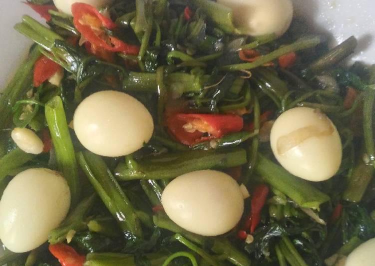 gambar untuk cara membuat Tumis Kangkung Telur Puyuh