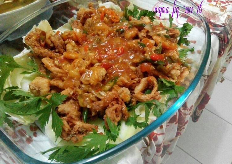 resep Cumi crispy saos asam manis