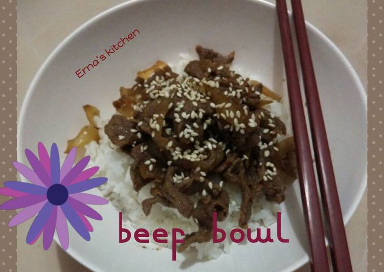 bahan dan cara membuat Beef bowl (Gyudon) halal