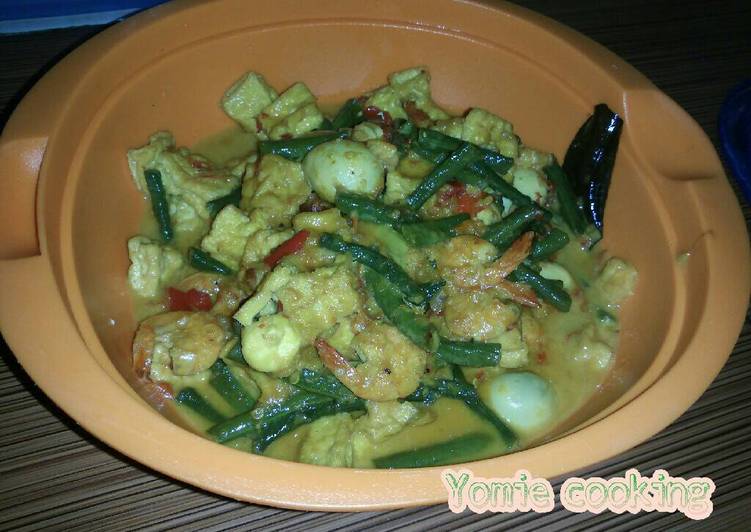 cara membuat Gulai kacang panjang mix udang, tahu, telur puyuh