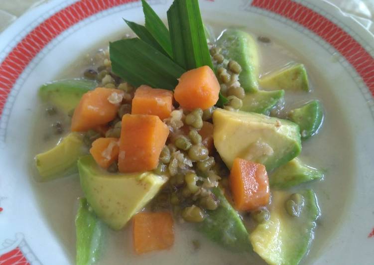 resep masakan Mung Bean Coconut Milk Porridge with Avocado