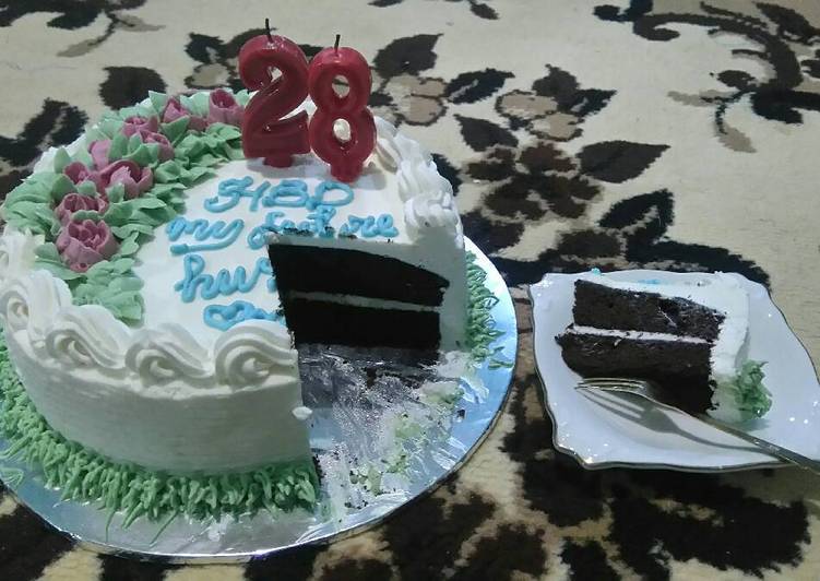 bahan dan cara membuat BlackForest ?? kue ulang tahun ?? simpel
