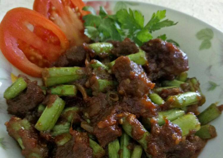 cara membuat Balado daging sapi cah buncis