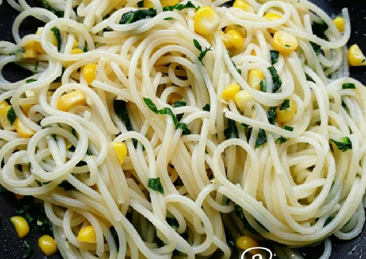 Resep Spaghetti Bayam Jagung