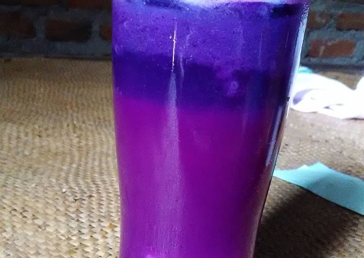 bahan dan cara membuat Mocktail purple nata de coco nyummi