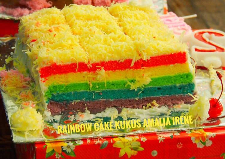 gambar untuk resep Rainbow cake kukus ny.liem empuk enak wangi