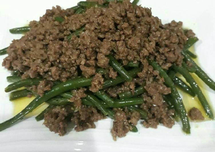 resep makanan Tumis Baby Buncis Daging Giling