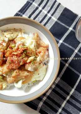 Rice bowl chicken mayonnaise cabbage