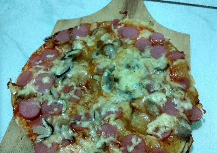 bahan dan cara membuat Italian pizza kulit super duper crunchy anti gagal