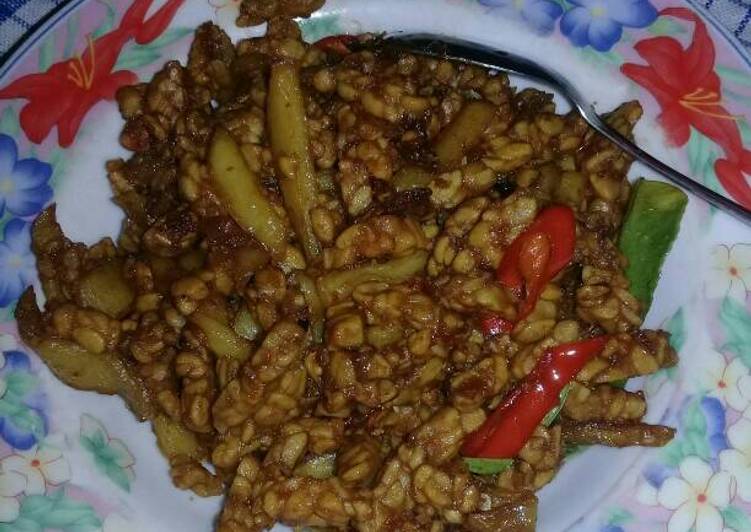 cara membuat Kering Tempe+Kentang Pedas