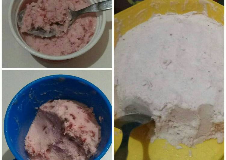 cara membuat Strawberry Ice Cream