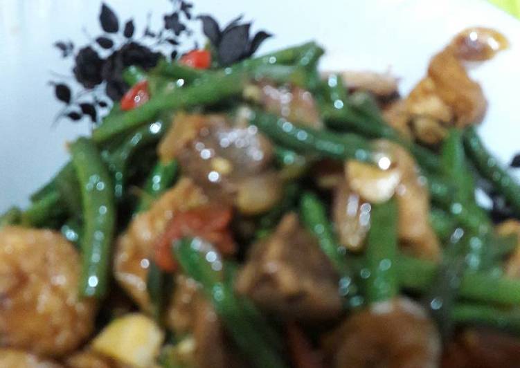 resep makanan Tumis Kacang Panjang Udang dan Tempe Masam