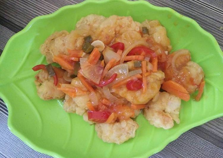 gambar untuk cara membuat Udang goreng tepung saus asam manis