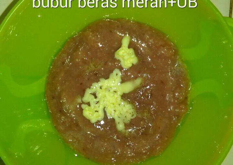 resep makanan Bubur Beras Merah (menu tunggal MPASI 6+)