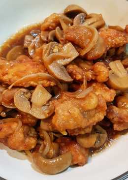 Ayam crispy jamur saus tiram