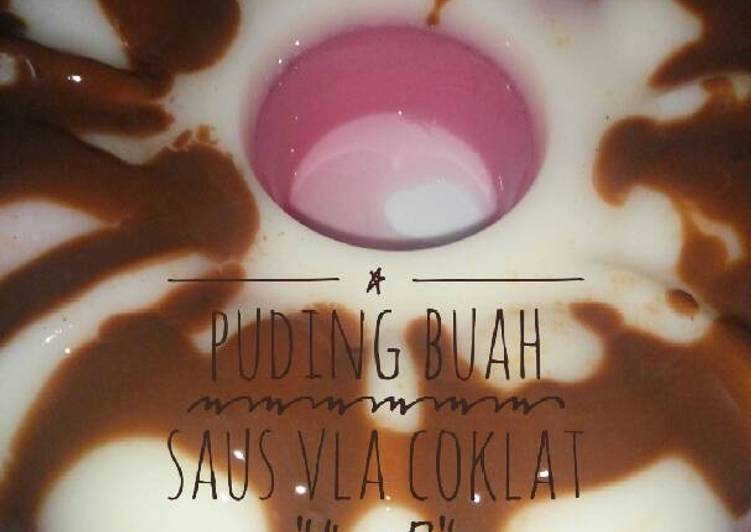 resep Puding Buah Saus Vla Coklat