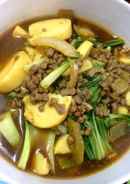 Tumis Pokcoy Tofu Daging Cincang