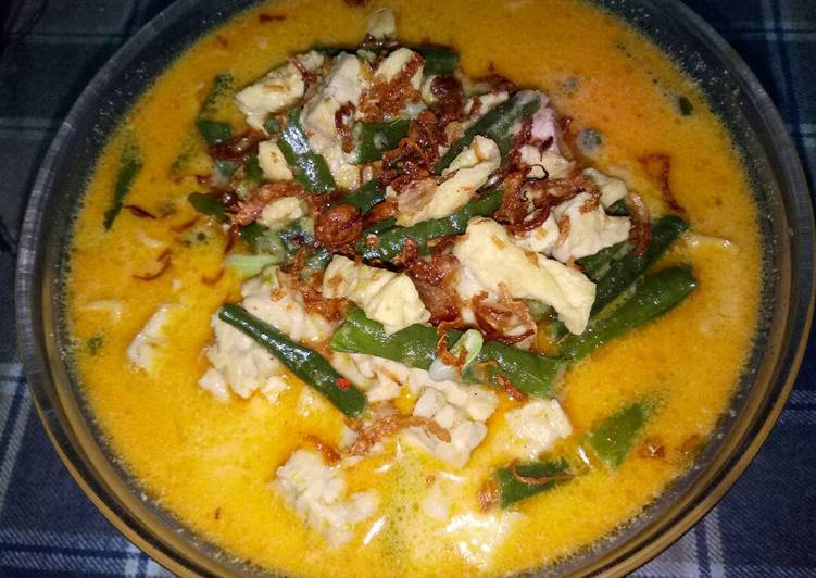 resep lengkap untuk Sayur santan kacang panjang, tempe, tahu