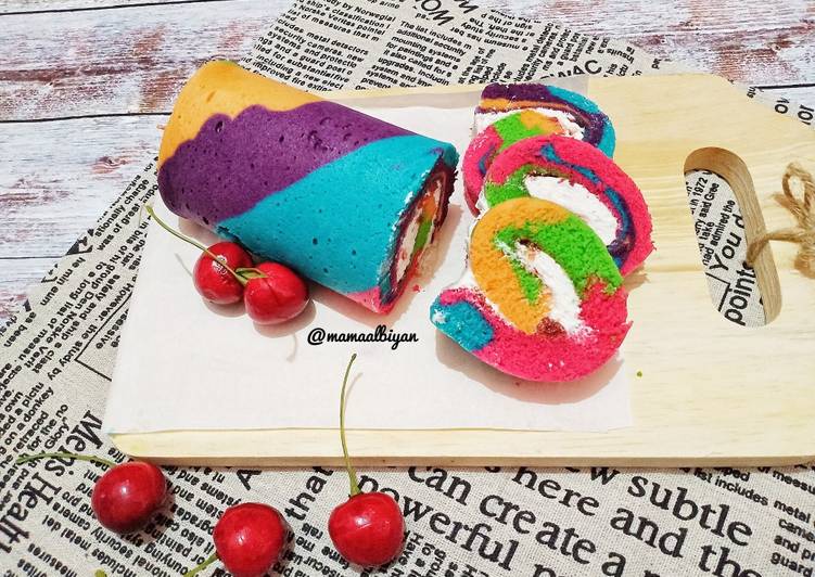  Resep  148 Bolu  Gulung  Rainbow  Kukus  oleh Mama Albiyan 