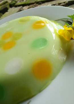 Puding green milk polkadot