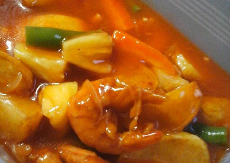 bahan dan cara membuat Udang asam manis