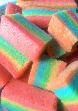 Steamed rainbow cake lembut ny.Liem