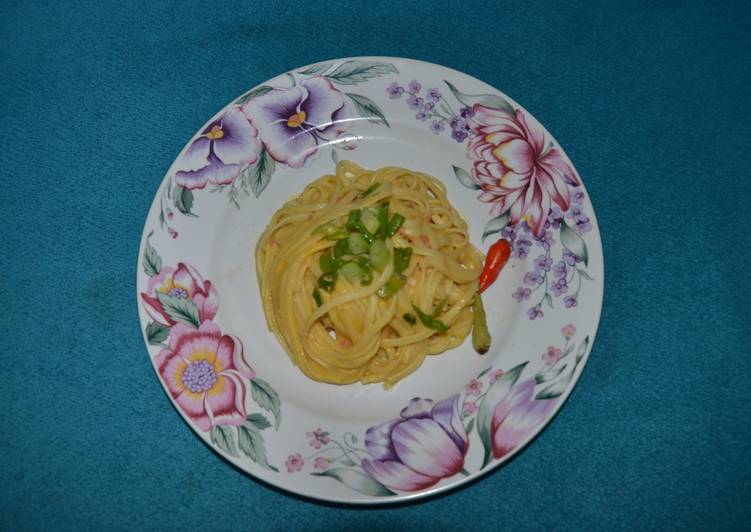 resep makanan Spaghetti  with Carrot Curry Cheese Sauce