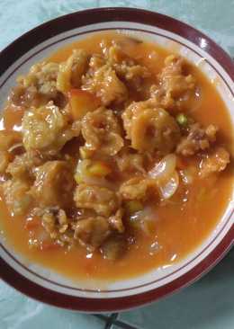 Cumi goreng tepung saus asam manis