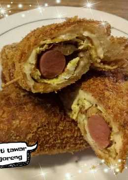 Roti tawar goreng isi sosis
