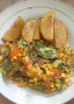 Spinach omelette with ext.corn and tomatoes (Diet mayo H+1)