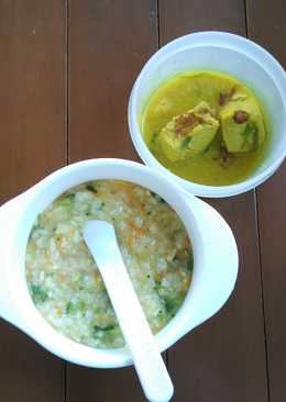 Bubur veggie tempe with gule tuna