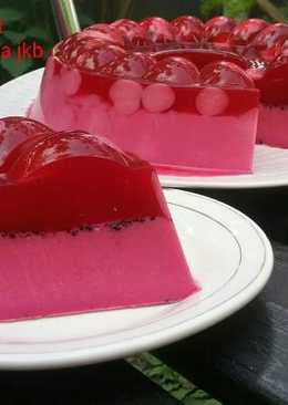 Puding polkadot buah naga ala bunda jkb