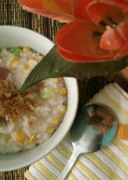 Bubur nasi jagung sosis