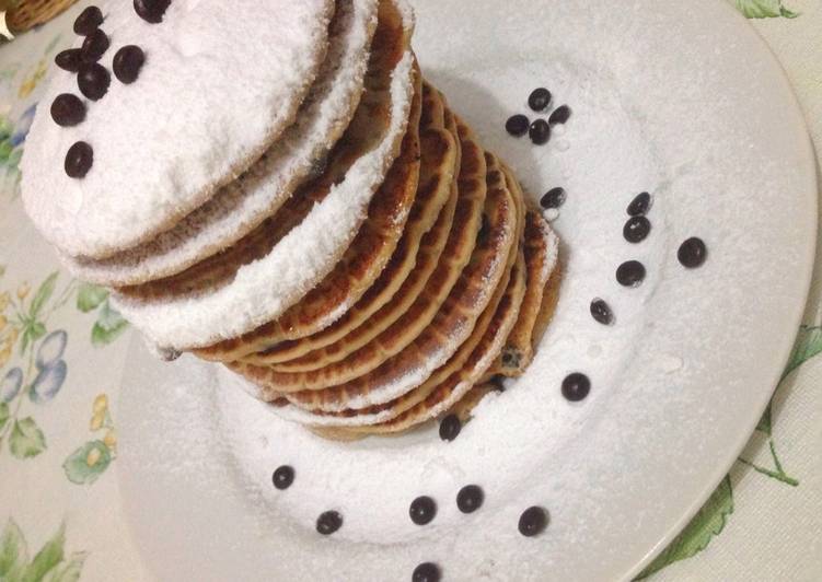 cara membuat Snow Choco chips pancakes