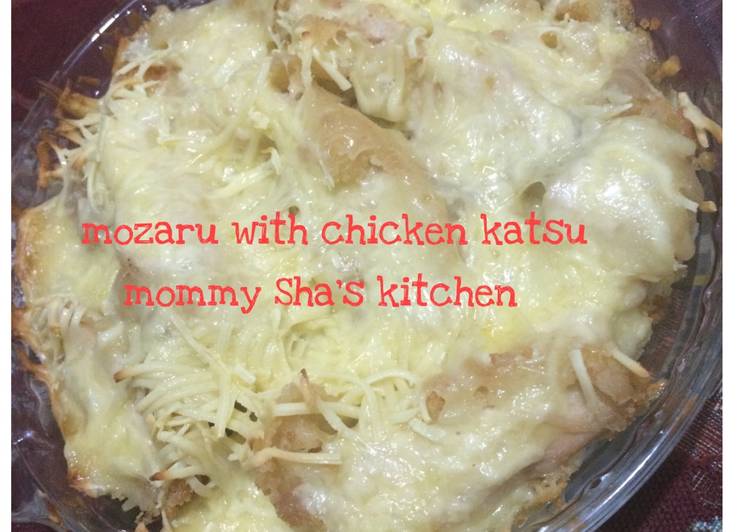 resep masakan Bake rice cheese (Mozaru) with chicken katsu