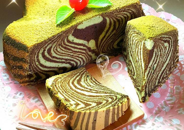 bahan dan cara membuat Chocolate Matcha Zebra Cake ??