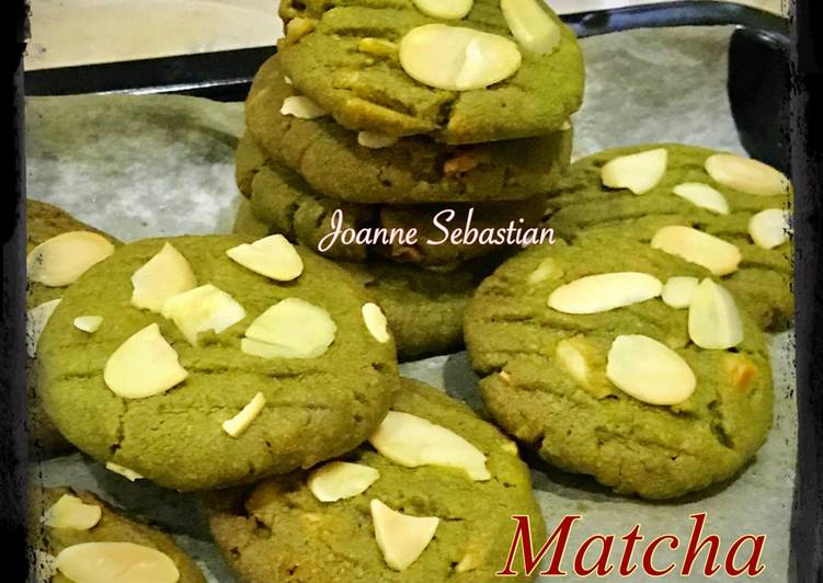 gambar untuk resep makanan Matcha Almond Cookies