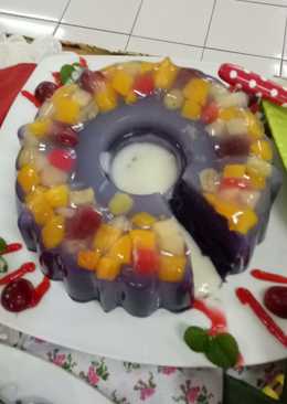 Puding ubi ungu mix fruit